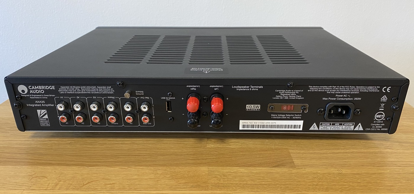 Cambridge Audio AXA35 Hi-Fi Audio integrovaný zesilovač, phono/gramofonový předzesilovač lunarní šedá