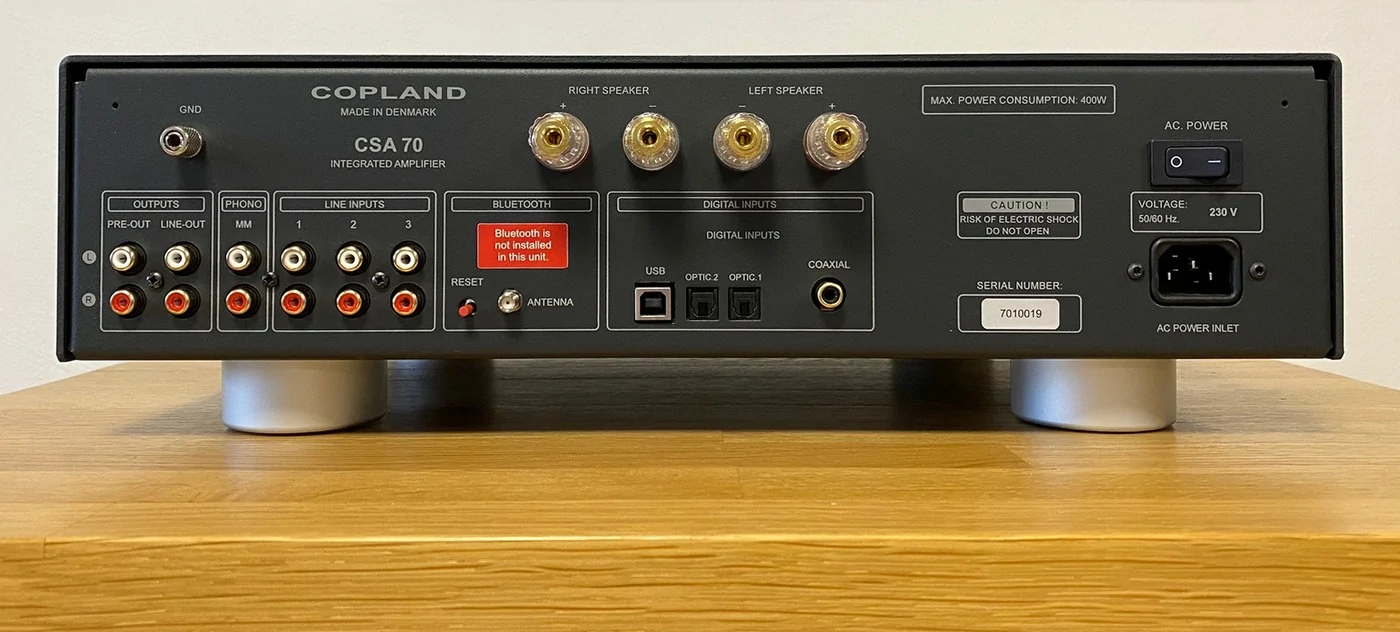 Copland CSA 70 High-End Audio integrovaný zesilovač, phono/gramofonový MM předzesilovač a převodník/DAC stříbrný